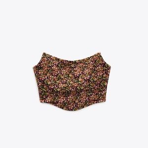 Zara Floral Bustier Crop Top